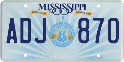 MS license plate ADJ870