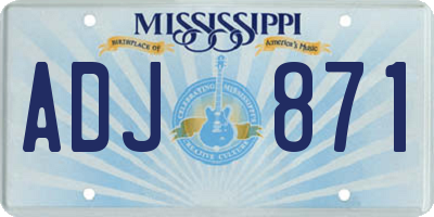MS license plate ADJ871