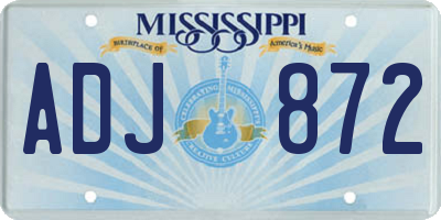 MS license plate ADJ872