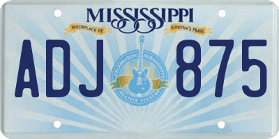 MS license plate ADJ875