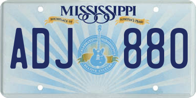 MS license plate ADJ880