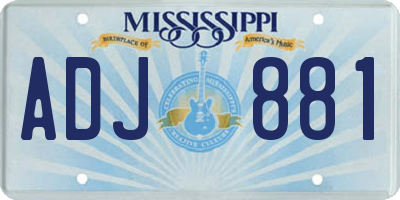 MS license plate ADJ881