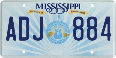 MS license plate ADJ884