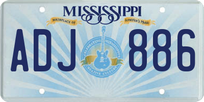 MS license plate ADJ886