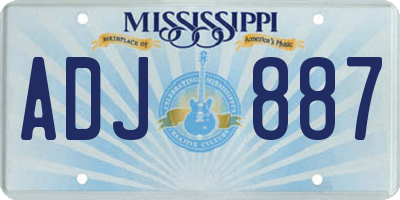 MS license plate ADJ887