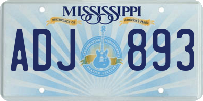 MS license plate ADJ893