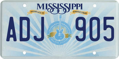 MS license plate ADJ905