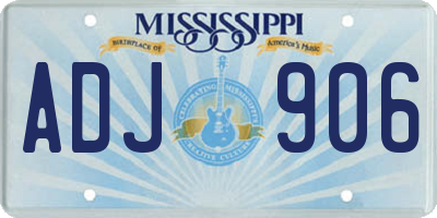 MS license plate ADJ906