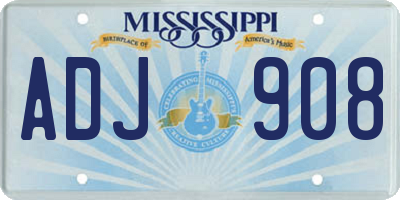 MS license plate ADJ908