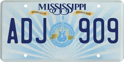 MS license plate ADJ909