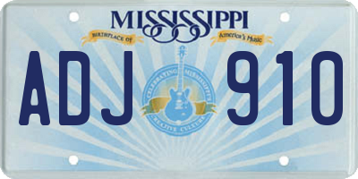 MS license plate ADJ910