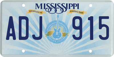 MS license plate ADJ915