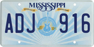 MS license plate ADJ916