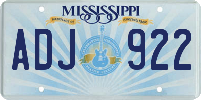 MS license plate ADJ922
