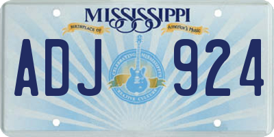 MS license plate ADJ924