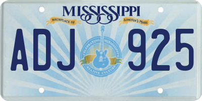 MS license plate ADJ925
