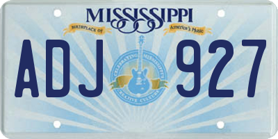 MS license plate ADJ927