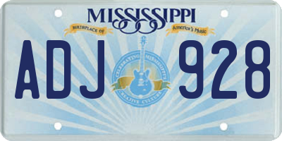 MS license plate ADJ928