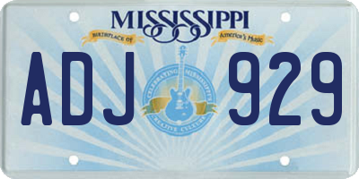 MS license plate ADJ929