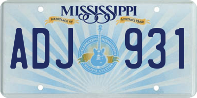 MS license plate ADJ931