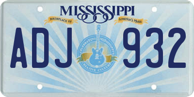 MS license plate ADJ932
