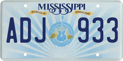MS license plate ADJ933