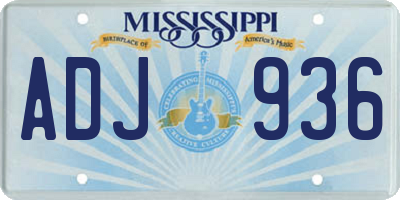MS license plate ADJ936