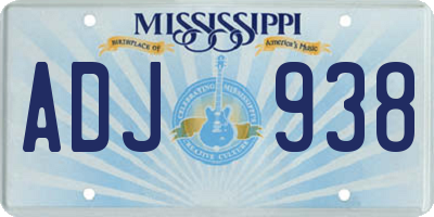 MS license plate ADJ938