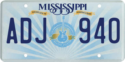 MS license plate ADJ940
