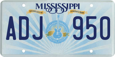 MS license plate ADJ950