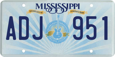 MS license plate ADJ951