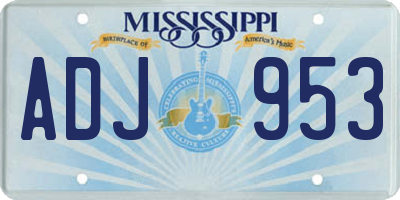 MS license plate ADJ953