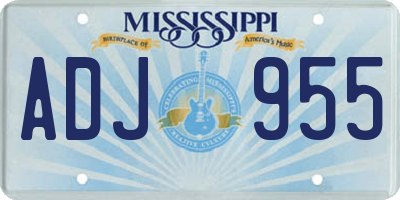 MS license plate ADJ955