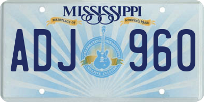 MS license plate ADJ960