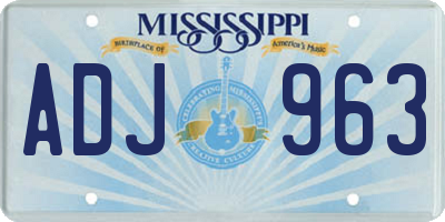 MS license plate ADJ963