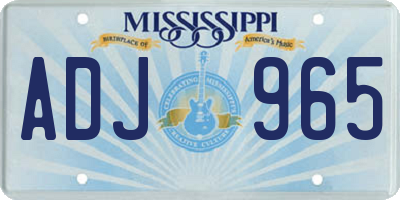 MS license plate ADJ965