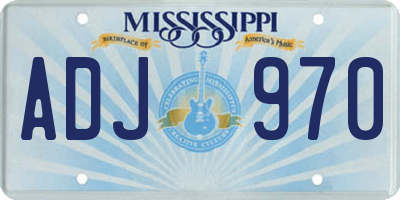 MS license plate ADJ970