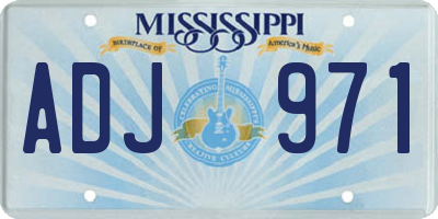 MS license plate ADJ971