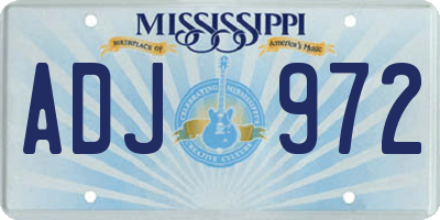 MS license plate ADJ972