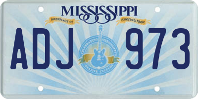 MS license plate ADJ973