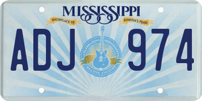 MS license plate ADJ974
