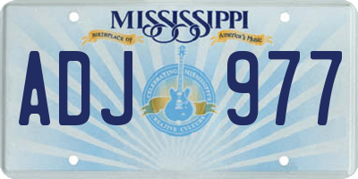 MS license plate ADJ977