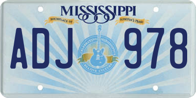 MS license plate ADJ978