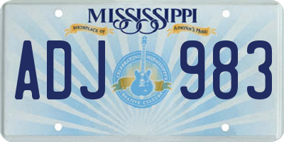 MS license plate ADJ983