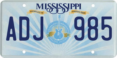 MS license plate ADJ985