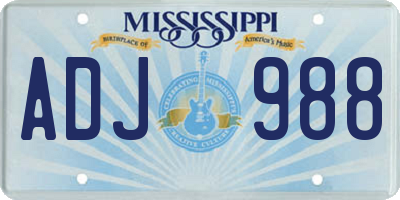MS license plate ADJ988
