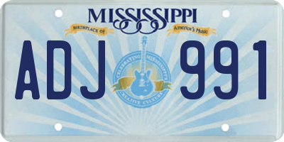 MS license plate ADJ991