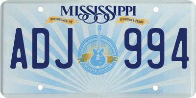 MS license plate ADJ994