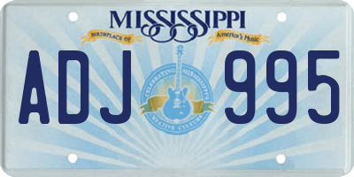 MS license plate ADJ995