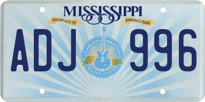 MS license plate ADJ996